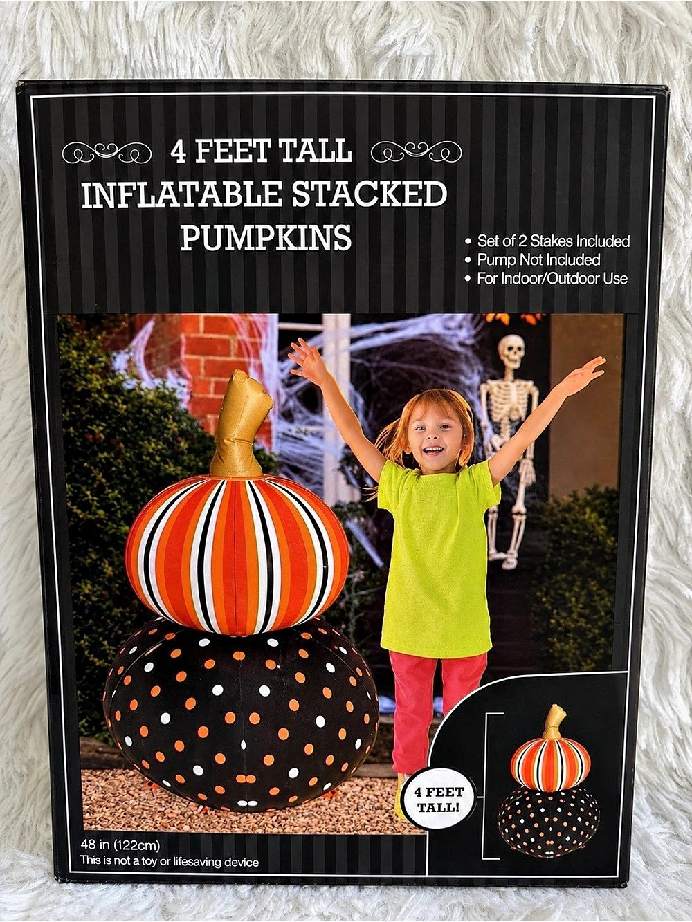 4 Ft Light-Up Pumpkin Stack Inflatable Orange & Black